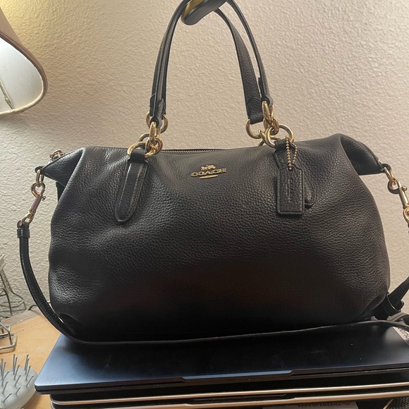 Great COACH Elly Satchel Black Pebbled Leather w/Gold-tone Hardware (F30565) - Picture 2 of 12